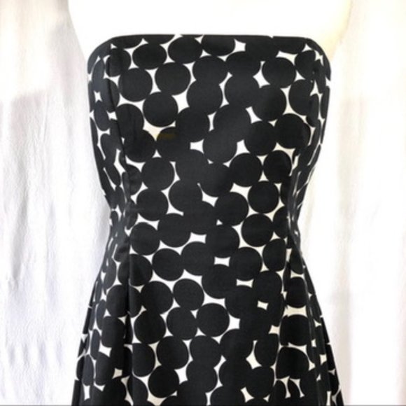 Nine West Black and White Strapless Fit and Flare Print Dress, Size 10 - Picture 2 of 9